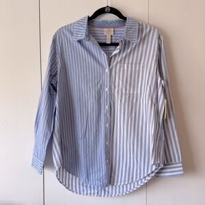 St. John's Bay Blue and White Striped Woman’s Shirt NWT Sz PS